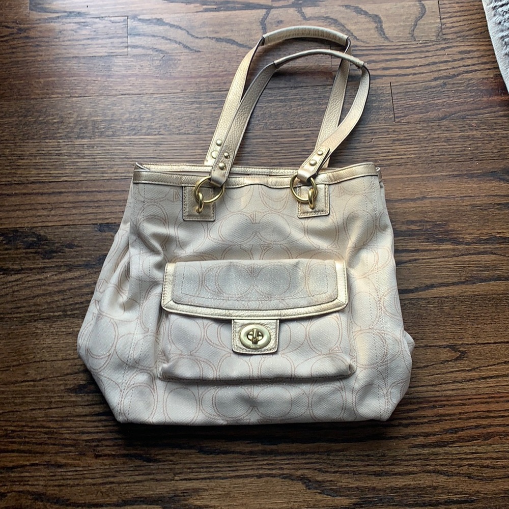 Cream and gold Coach Purse